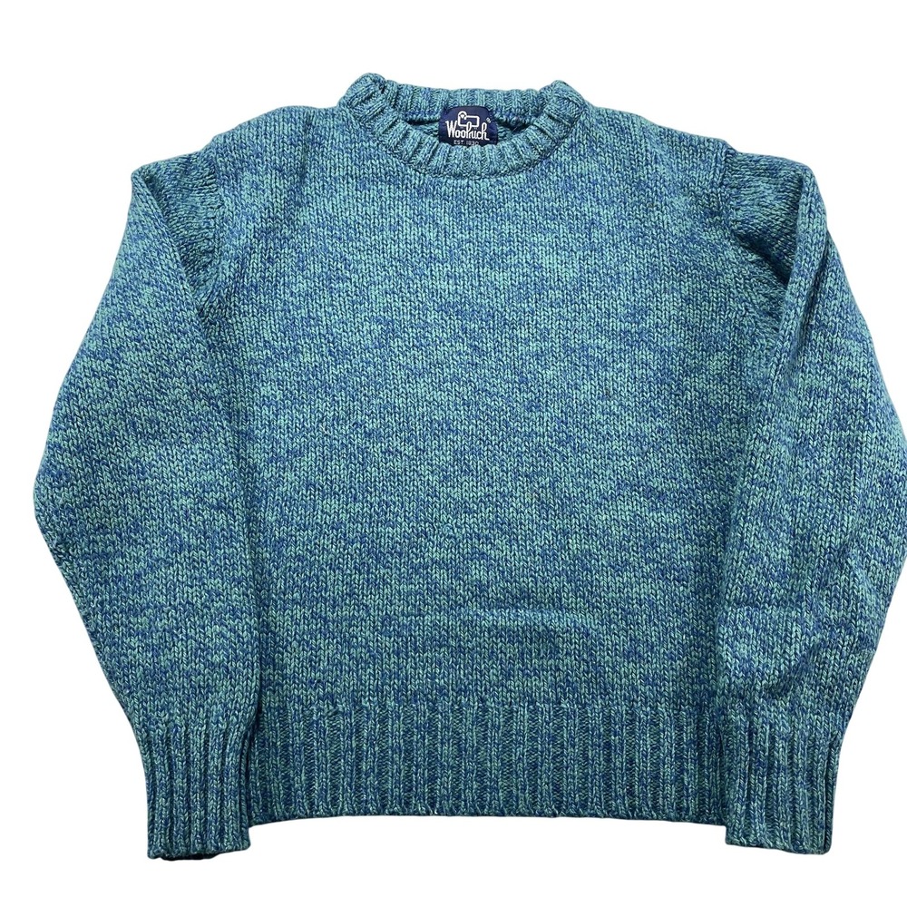 VTG Woolrich Sweater Womens Small Blue Wool Blend Crewneck Raglan Knit Pullover